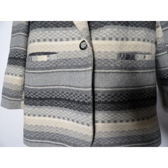 Braeton Small Wool Blazer Jacket Aztec Southwestern Gray Wool Office Career 90s - Picture 15 of 16